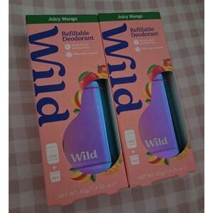 2 Wild Cosmetics Chrome Case Natural Aluminum Deodorant with Starter Kit  Mango